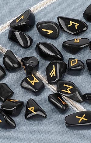 Rune Ossidiana Nera - Set x25 Pietre Lucide